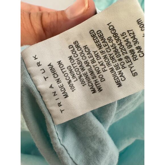 TRINA TURK Sky Blue 100% Cotton Halter Neck Sunglasses Maxi Dress Size XL - Picture 13 of 16